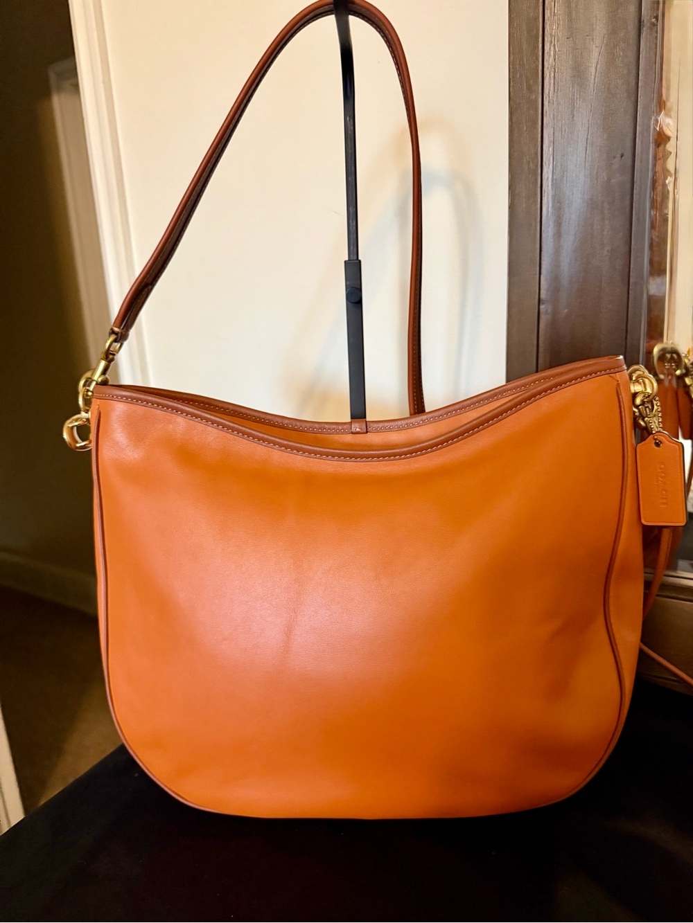 Coach Smooth Leather Hobo Shoulder Bag in Orange